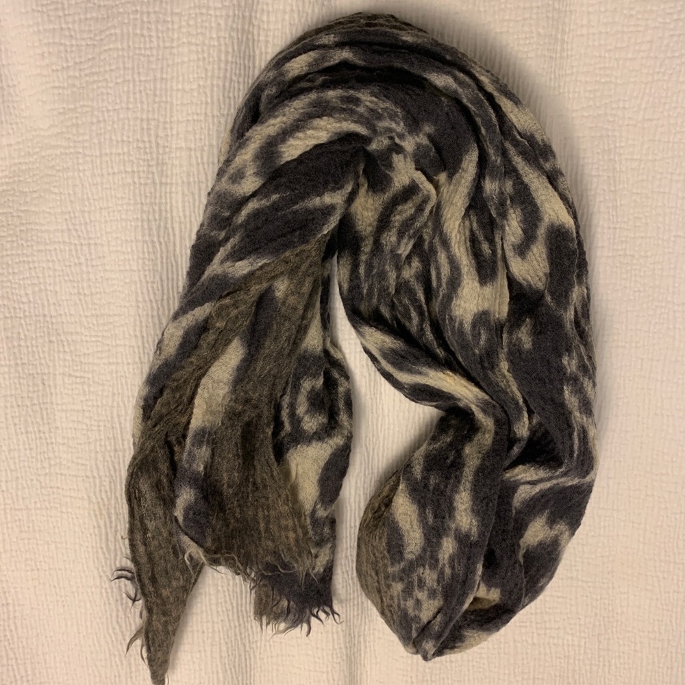 Leopard and indigo tie dye scarf